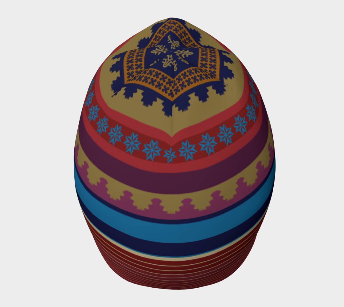 Ancient Persian Geometric Pattern Beanie top view