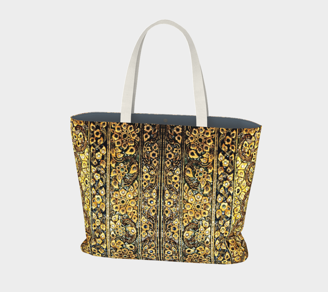 Antique Oriental Luxurious Glided Inlay floral Pattern