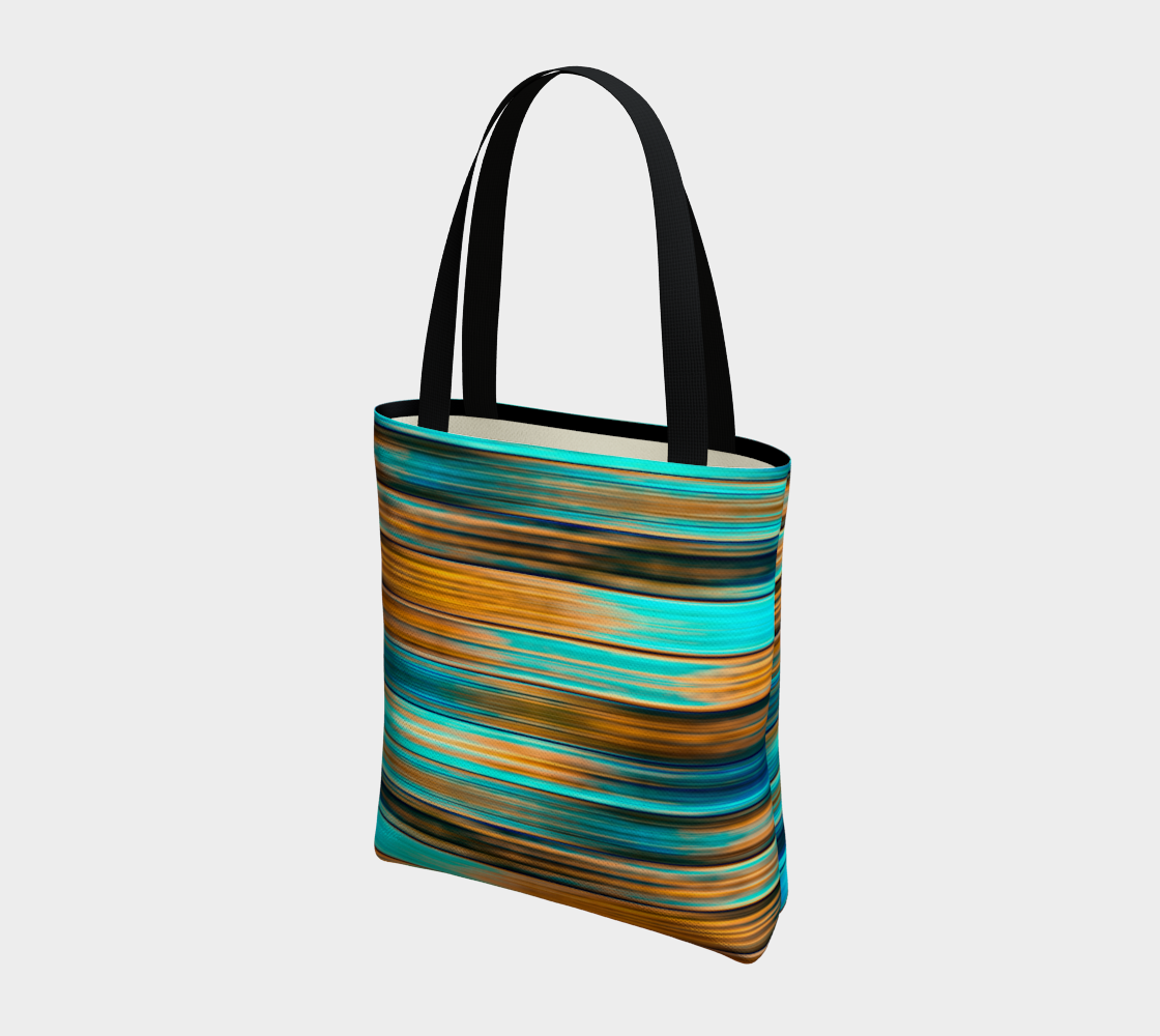 Silky Metal Ribbons Stripes Golden Turquoise Abstract Pattern