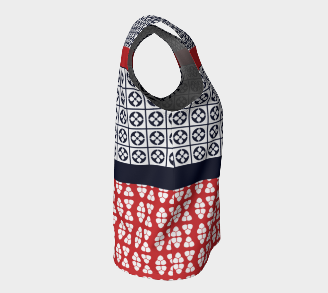 Japanese Style Ethnic Quilt Blue and Red