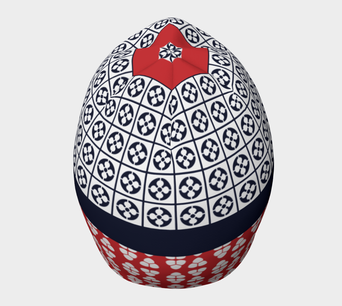 Japanese Style Ethnic Quilt Blue and Red Beany back view