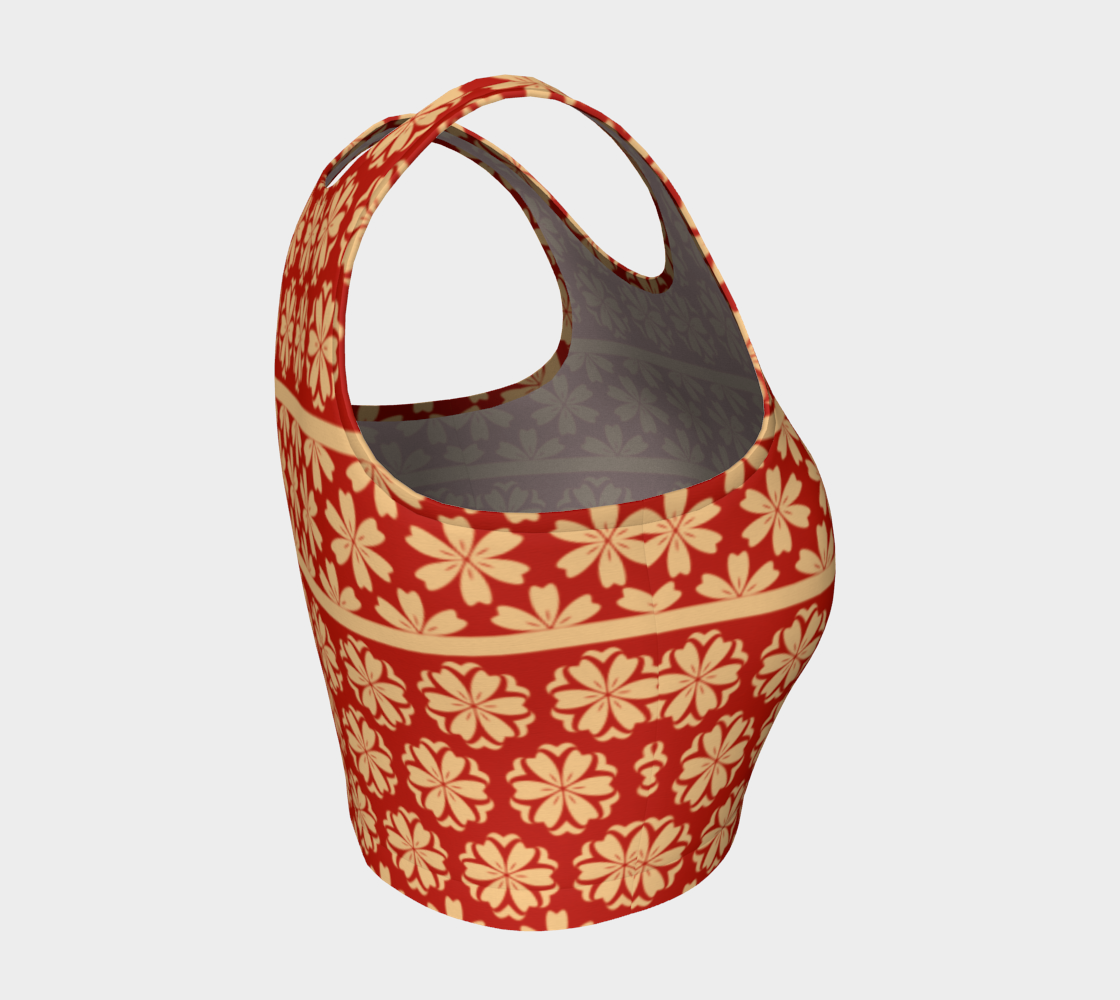 Japanese Style Floral Motif Kimono Pattern red gold