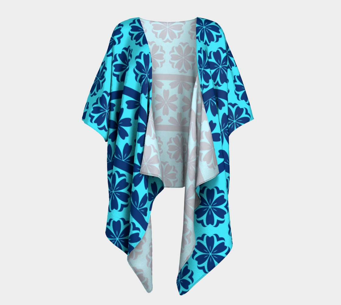 Japanese Style Floral Motif Kimono Pattern blue