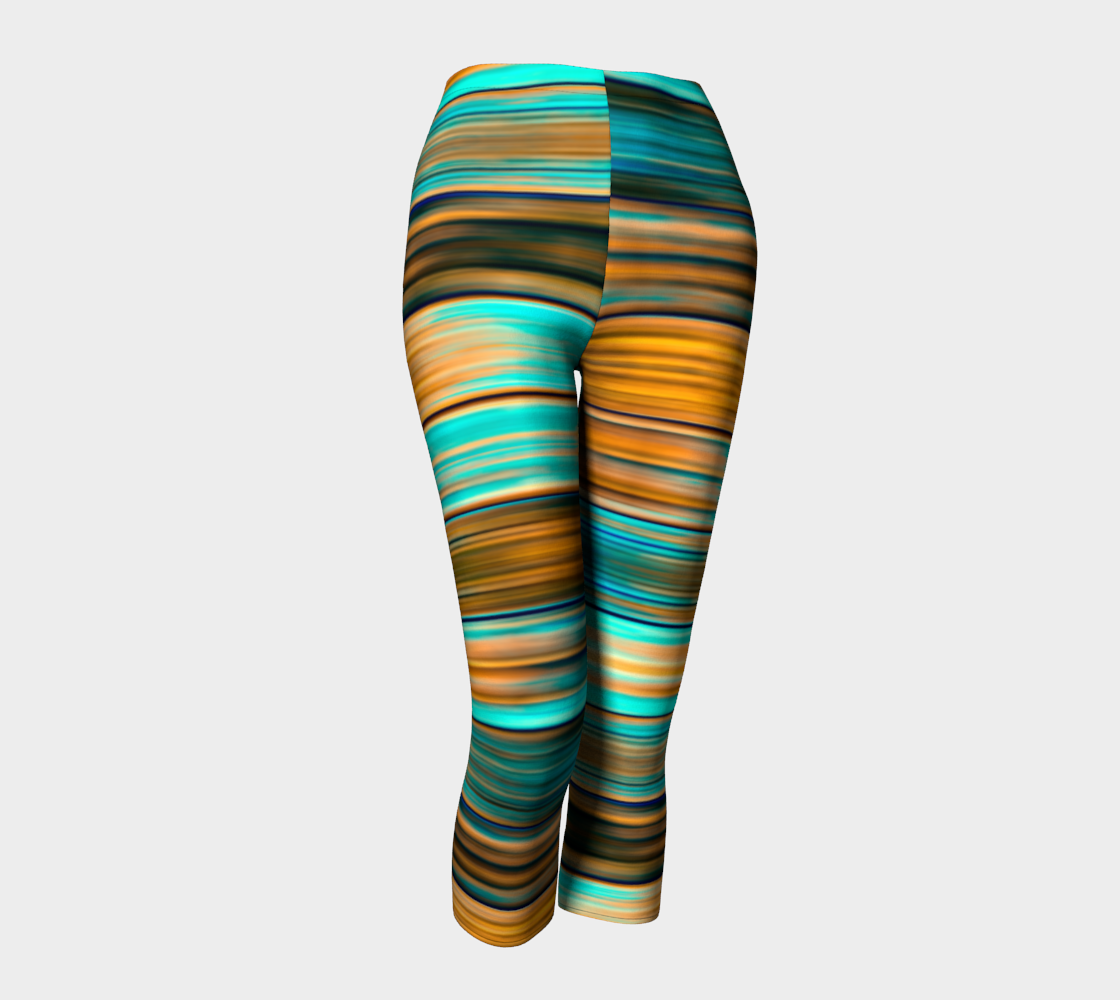 Silky Metal Ribbons Stripes Golden Turquoise Abstract Pattern