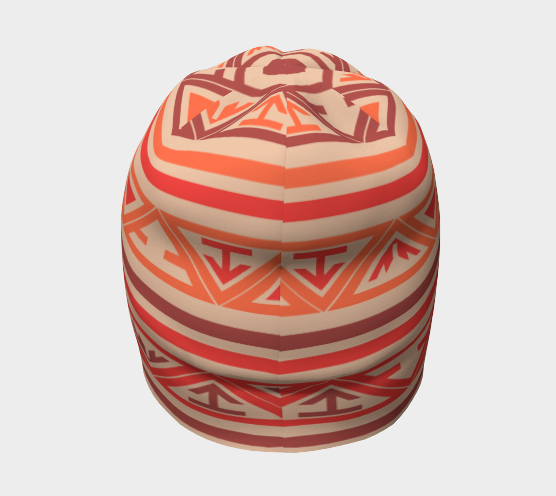 Traditional Ethnic Tribal Geometric Navajo Native American Motif Pattern Beanie back side view