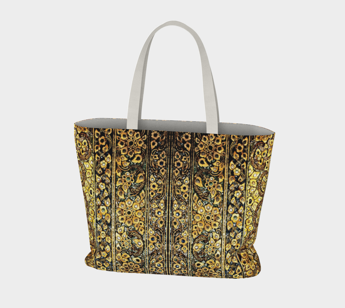 Antique Oriental Luxurious Glided Inlay floral Pattern