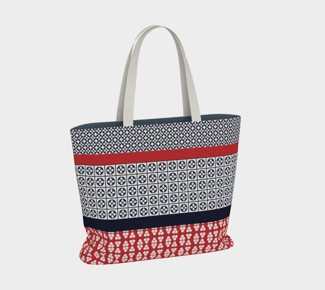 Japanese Style Ethnic Quilt Blue and Red