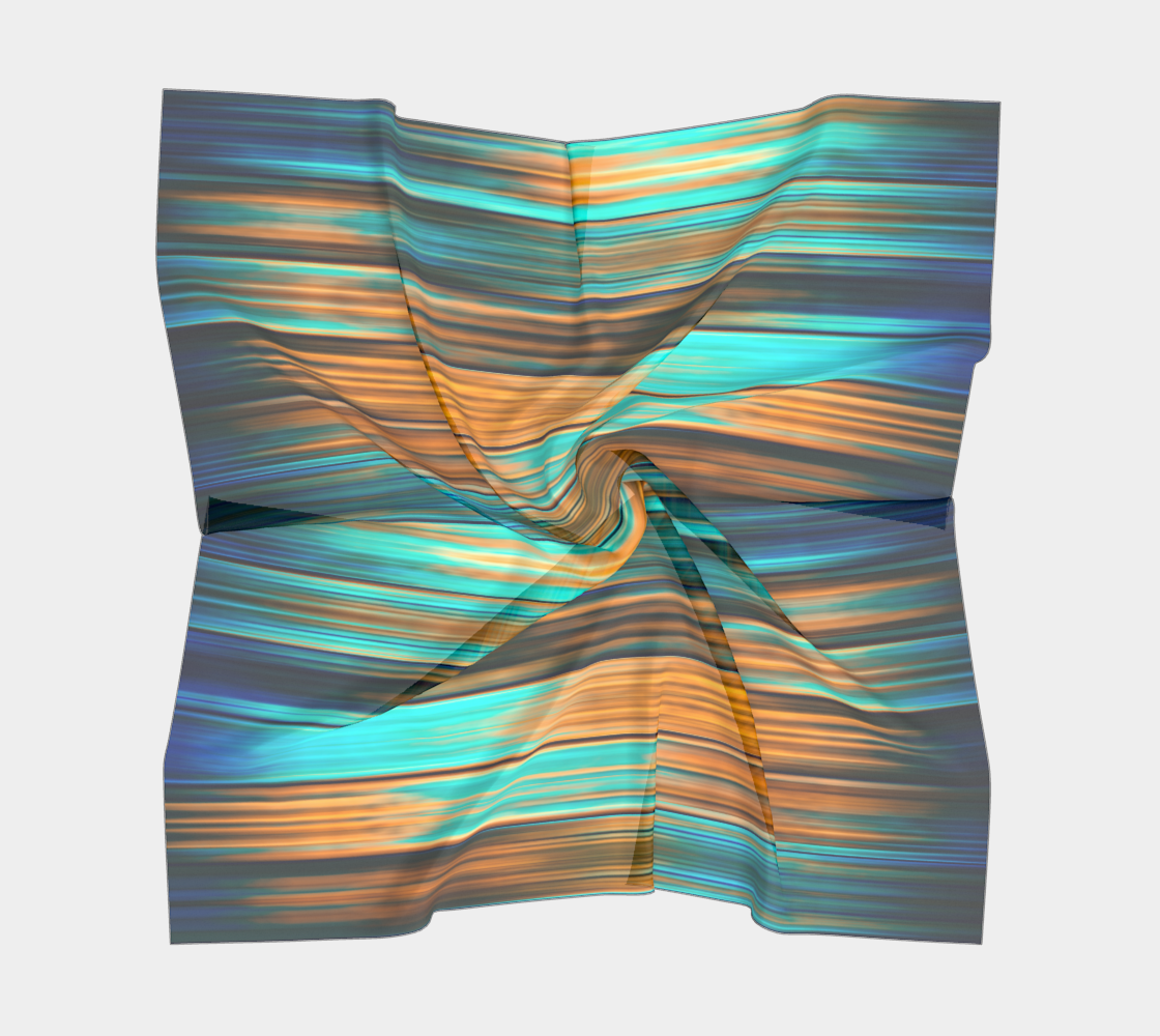 Silky Metal Ribbons Stripes Golden Turquoise Abstract Pattern