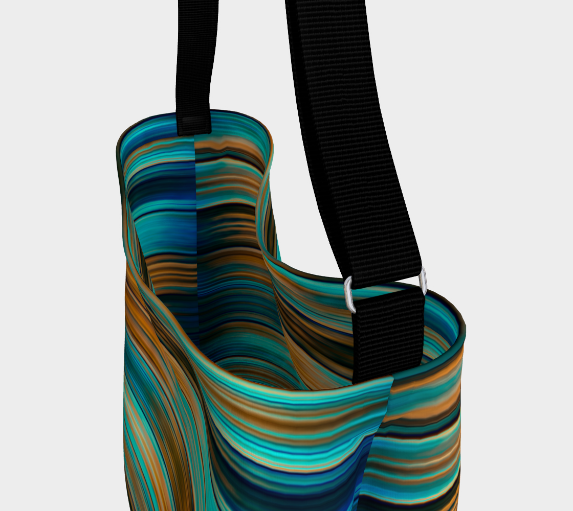 Silky Metal Ribbons Stripes Golden Turquoise Abstract Pattern