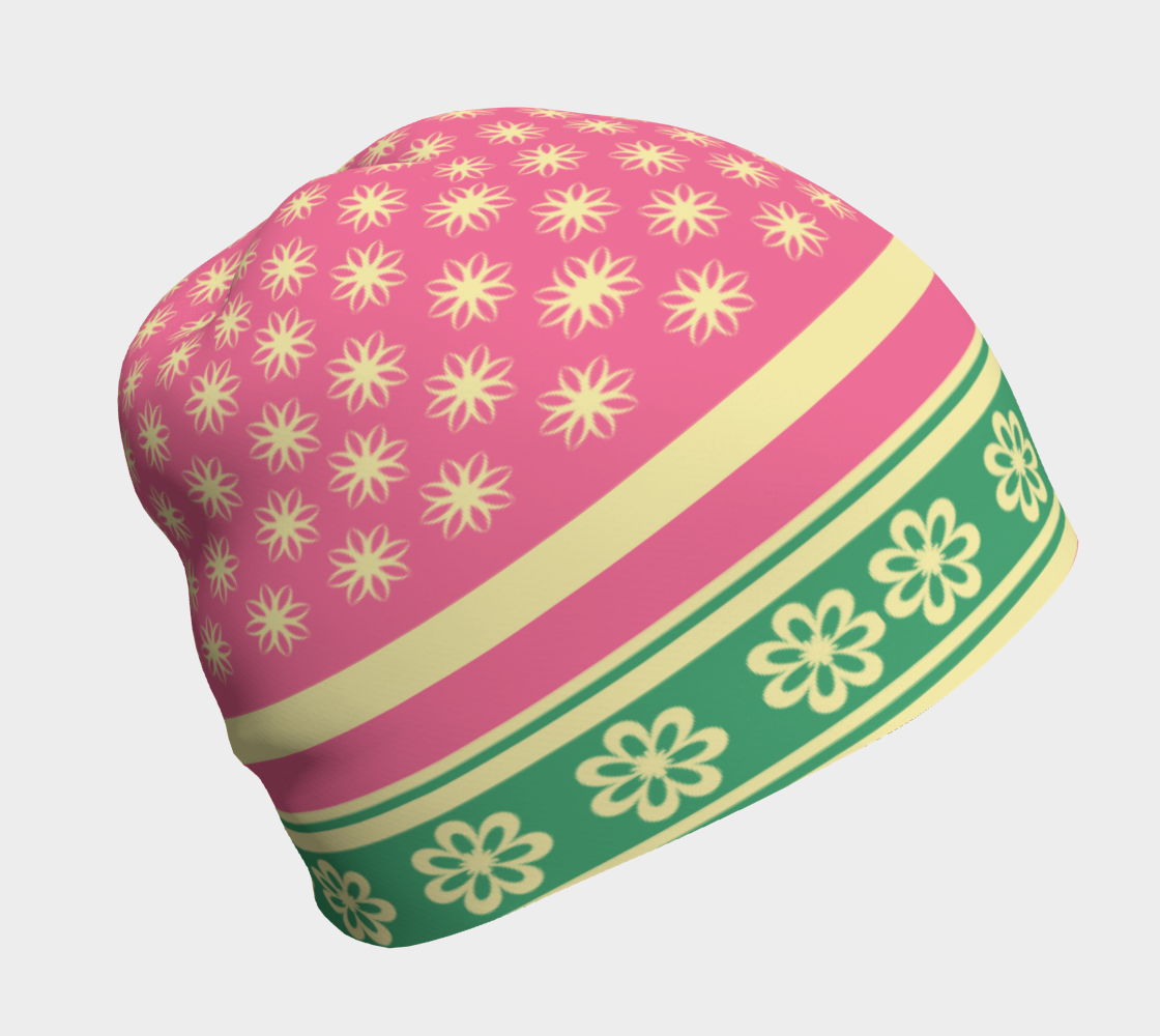 Stripes Flowers Stars Country Style Decorative Pattern Beanie