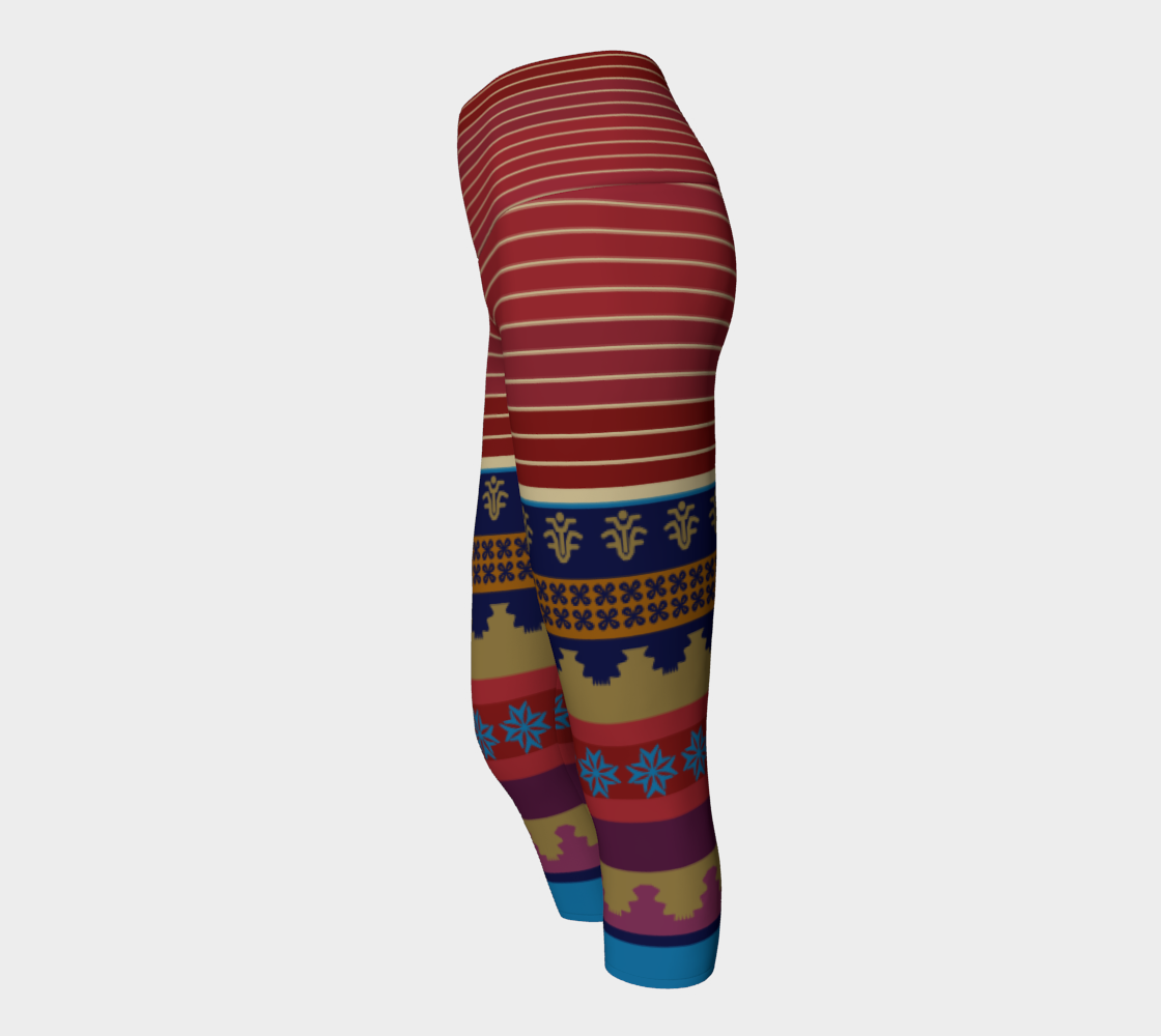 Ancient Persian Geometric Pattern yoga capris side view