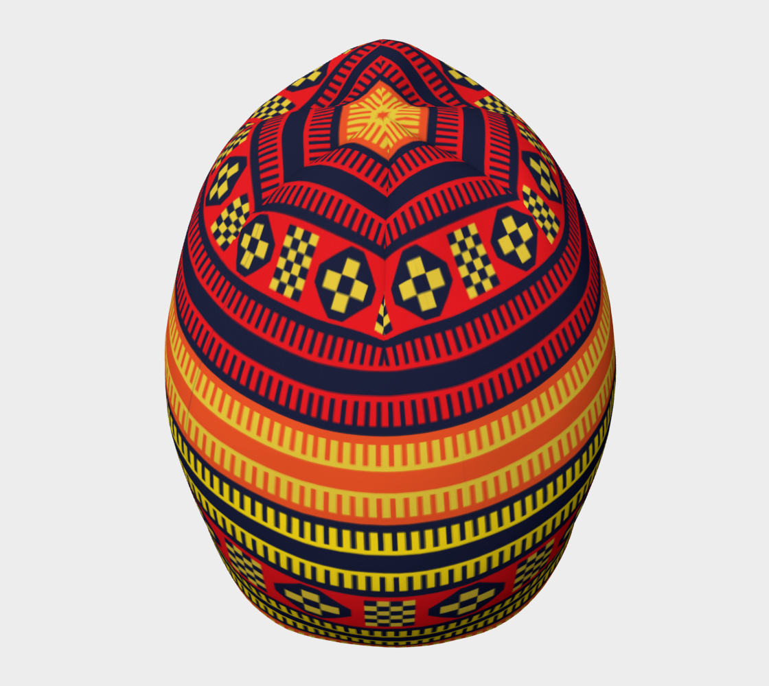 Native American Traditional Ethnic Tribal Indian Motif Pattern Beanie top side view