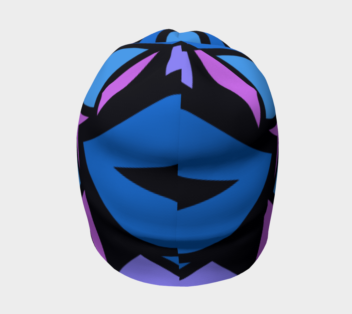 Native American Indian Tribal Design Blue Beanie back side view