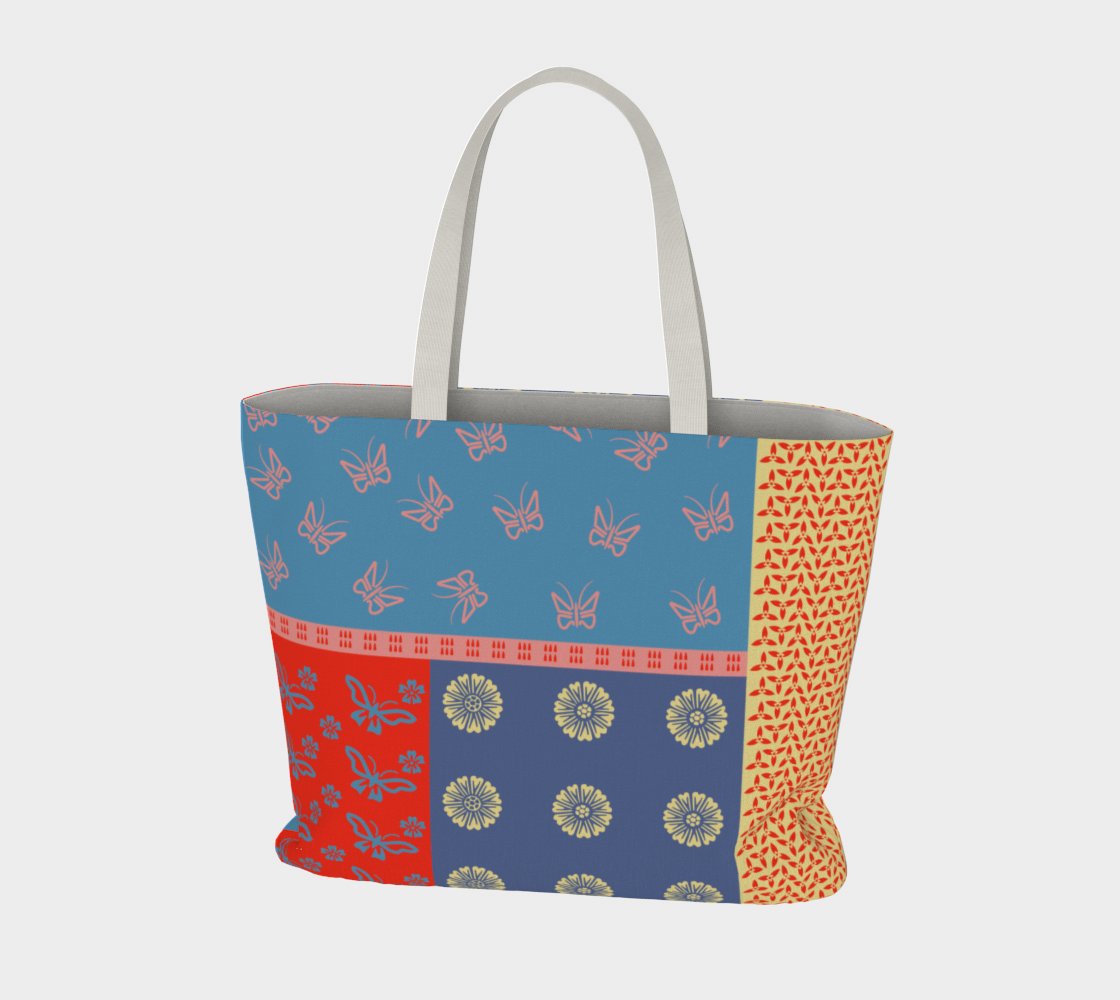 Japanese Butterflies Flowers Motif Shibori Patchwork