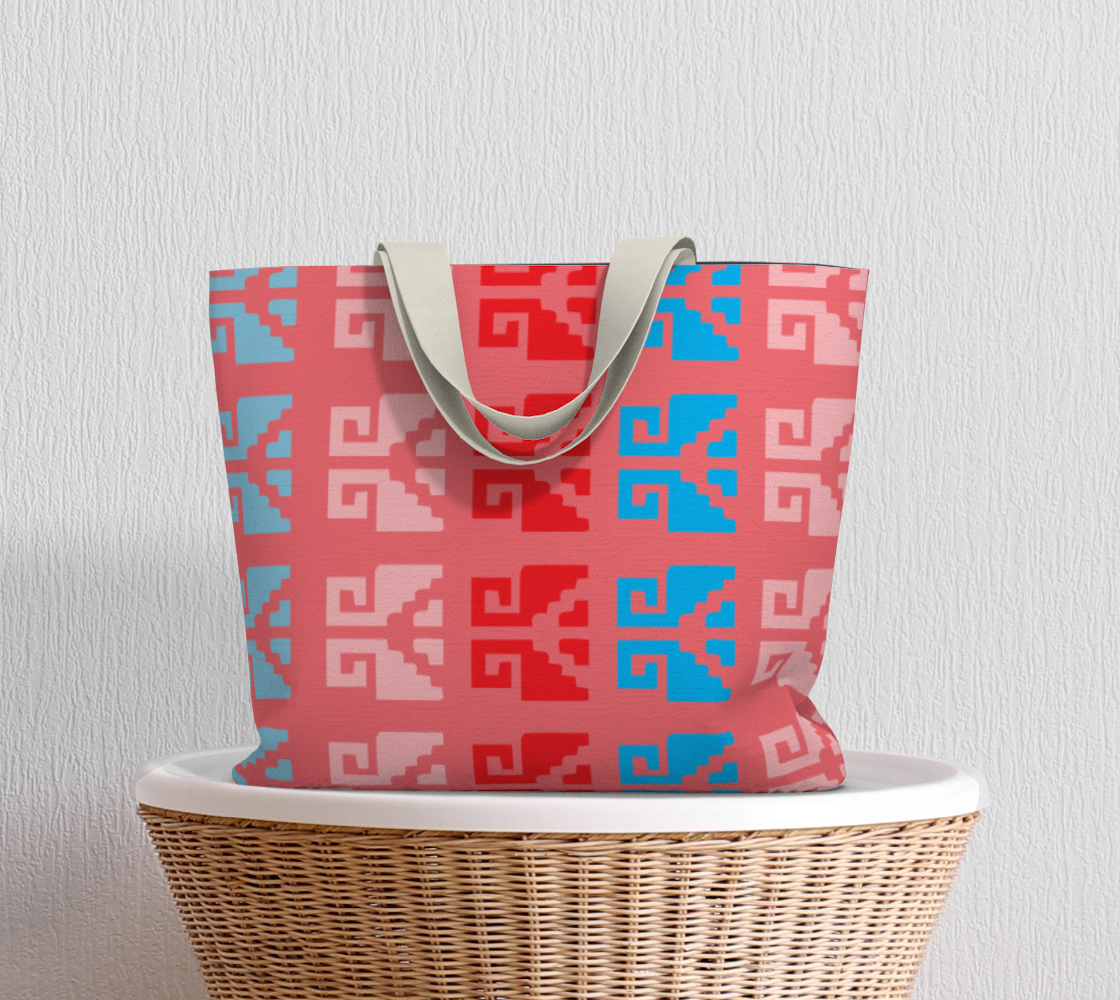 Aztec Ethnic Motif Pattern Pink Blue