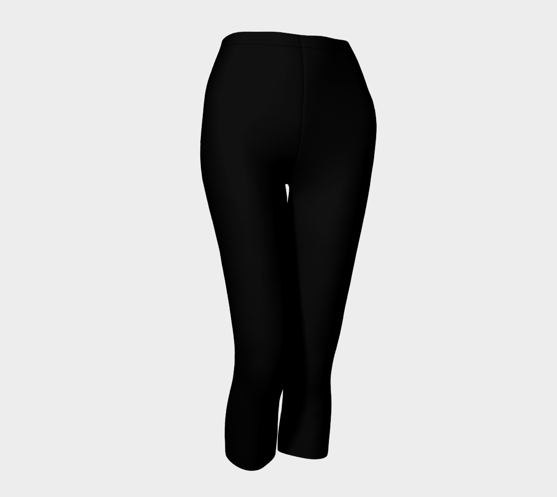 Black Solid Color Yoga Capris front