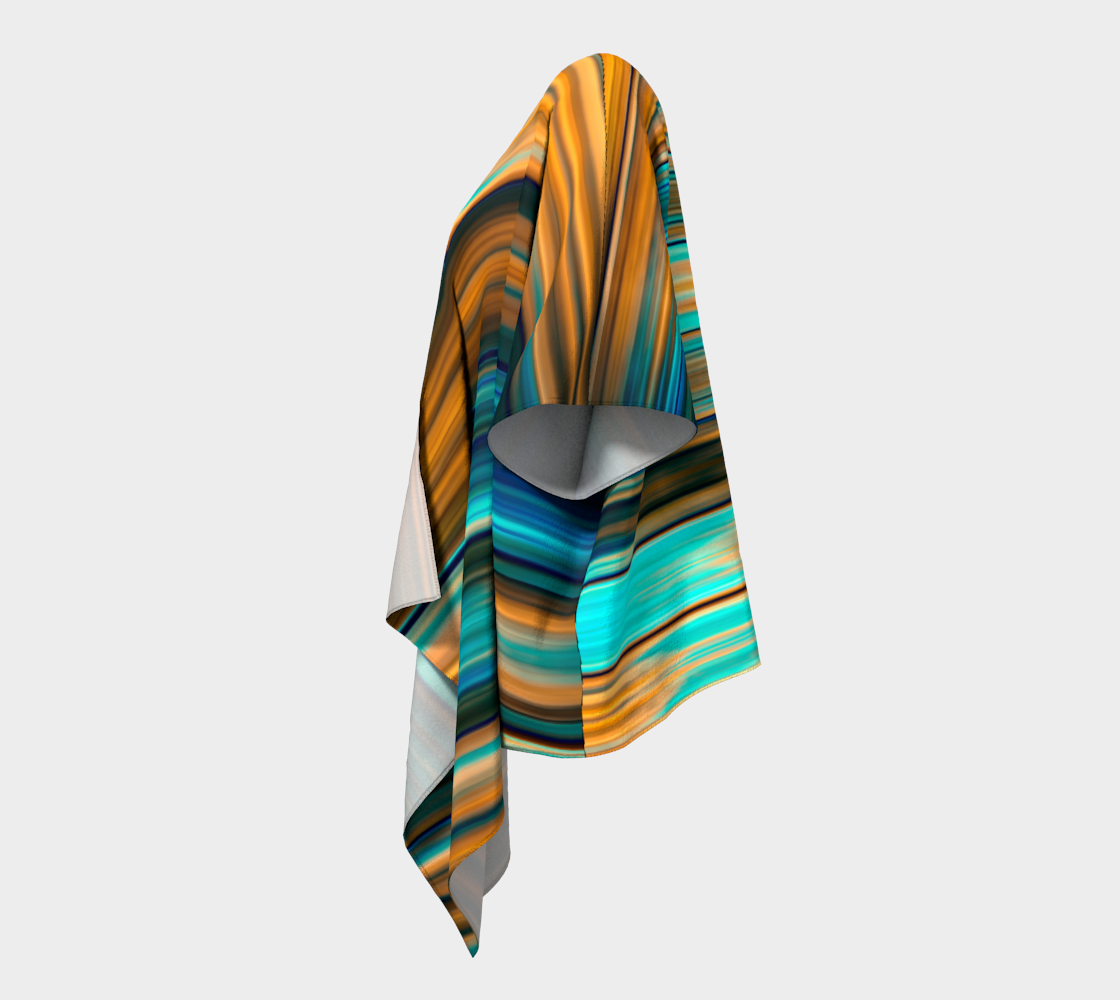 Silky Metal Ribbons Stripes Golden Turquoise Abstract Pattern