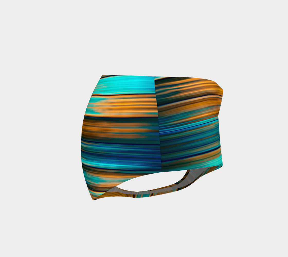 Silky Metal Ribbons Stripes Golden Turquoise Abstract Pattern