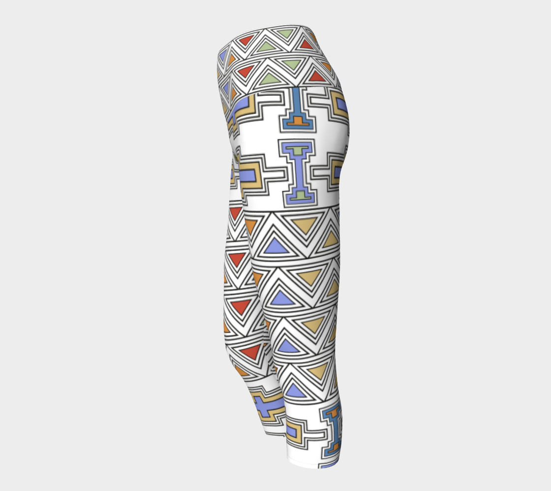 Ndebele Style African Tribal Art Pattern yoga capris side view