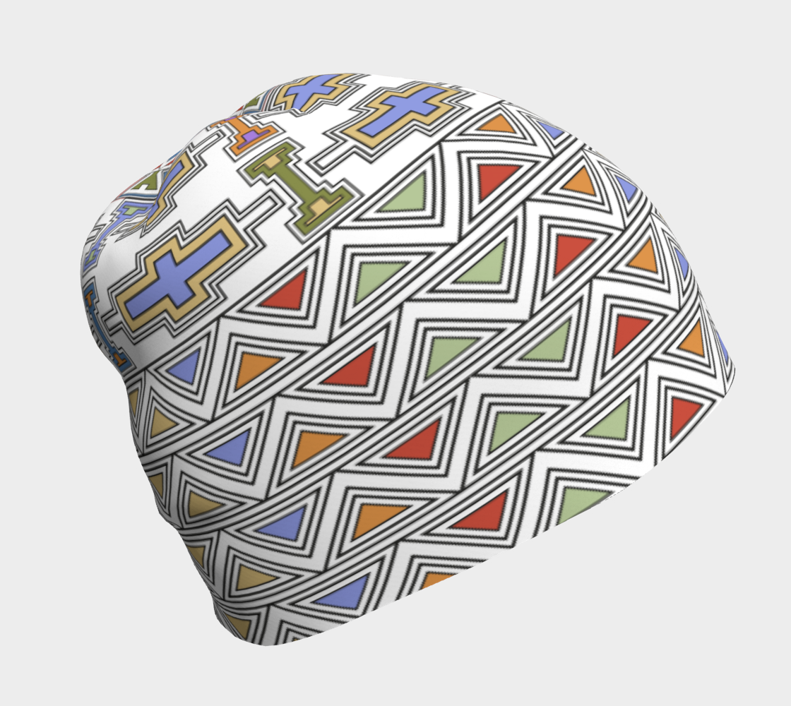 Ndebele Style African Tribal Art Pattern Beany left side view