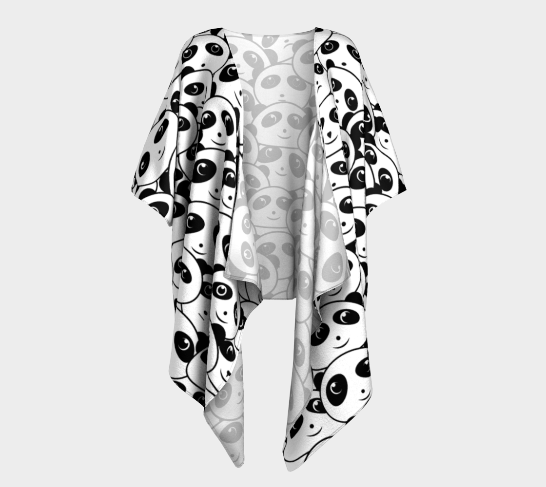 Panda Crowd Pandas Faces Cute Cartoon Pattern Draped Kimono 