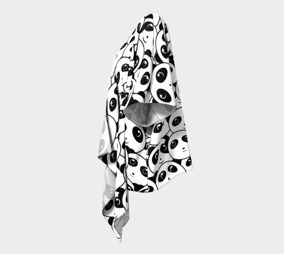 Panda Crowd Pandas Faces Cute Cartoon Pattern Draped Kimono  side view