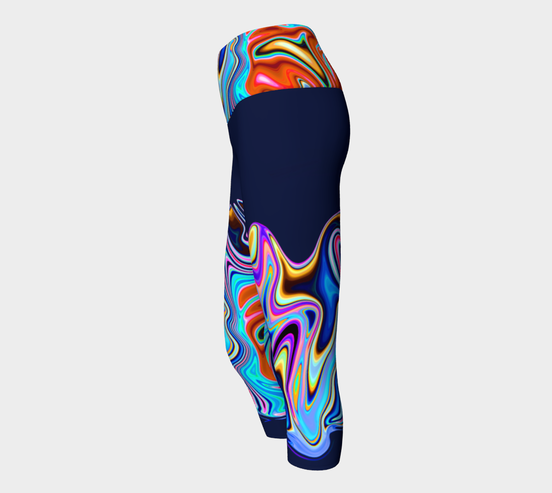 Marbled Abstract Graffiti Style Colorful Painting Yoga Capris side view