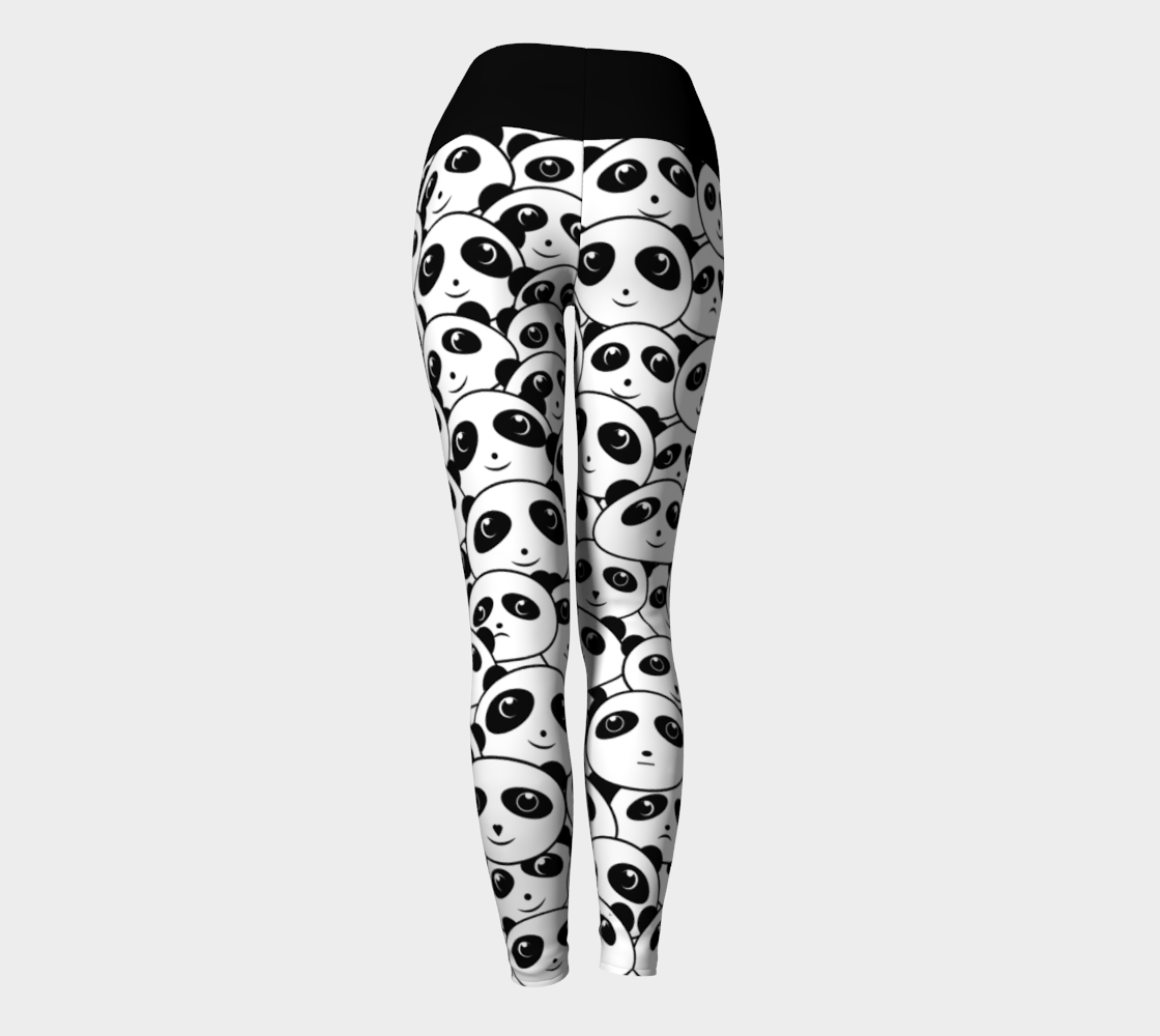 Panda Crowd Pandas Faces Cute Cartoon Pattern Yoga Leggings back