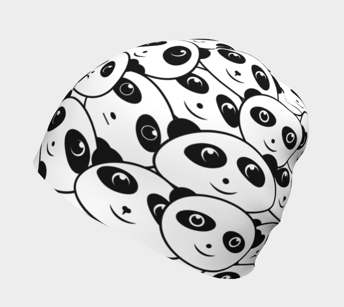 Panda Crowd Pandas Faces Cute Cartoon Pattern Beanie right side view