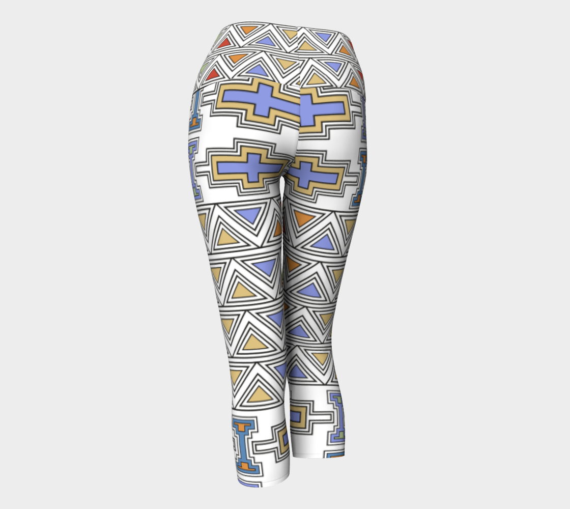 Ndebele Style African Tribal Art Pattern yoga capris back view