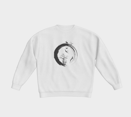 Enso Zen Circle Japanese Symbol Life Nature Tree Wildlife Classic Crewneck front