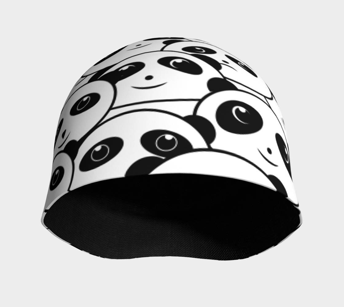 Panda Crowd Pandas Faces Cute Cartoon Pattern Beanie front side view