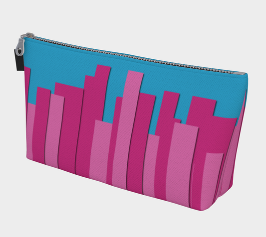 Vertical Origami Pink Stripes Blue Background Geometric Abstract