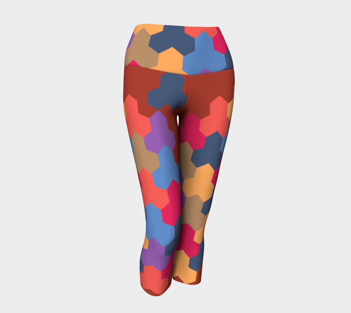 Japanese Style Colorful Mosaic Game Pattern Yoga Capris