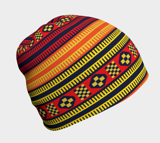 Native American Traditional Ethnic Tribal Indian Motif Pattern Beanie left side view