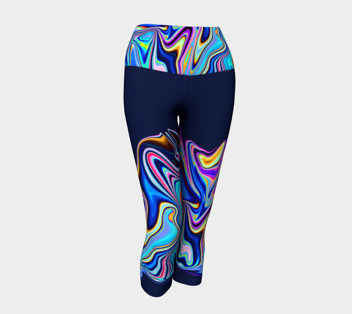 Marbled Abstract Graffiti Style Colorful Painting Yoga Capris