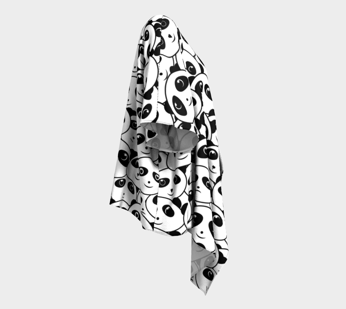 Panda Crowd Pandas Faces Cute Cartoon Pattern Draped Kimono  side view