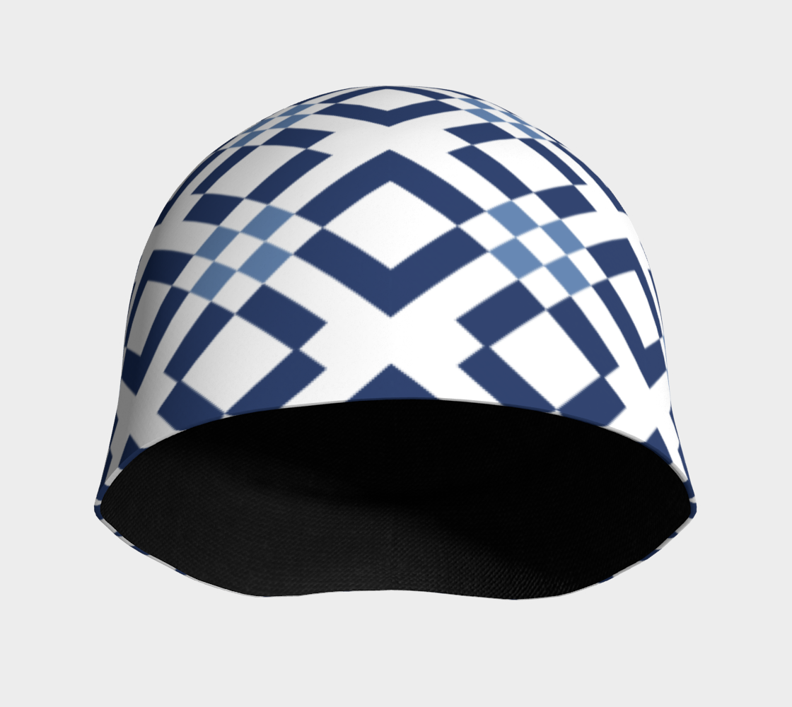 Classic Checkered Pattern Dark and Light Blue Beanie front side view