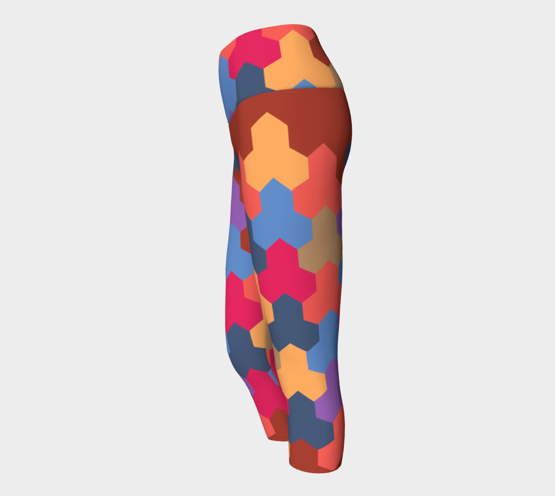 Japanese Style Colorful Mosaic Game Pattern Yoga Capris side view