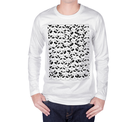 Panda Crowd Pandas Faces Cute Cartoon Pattern