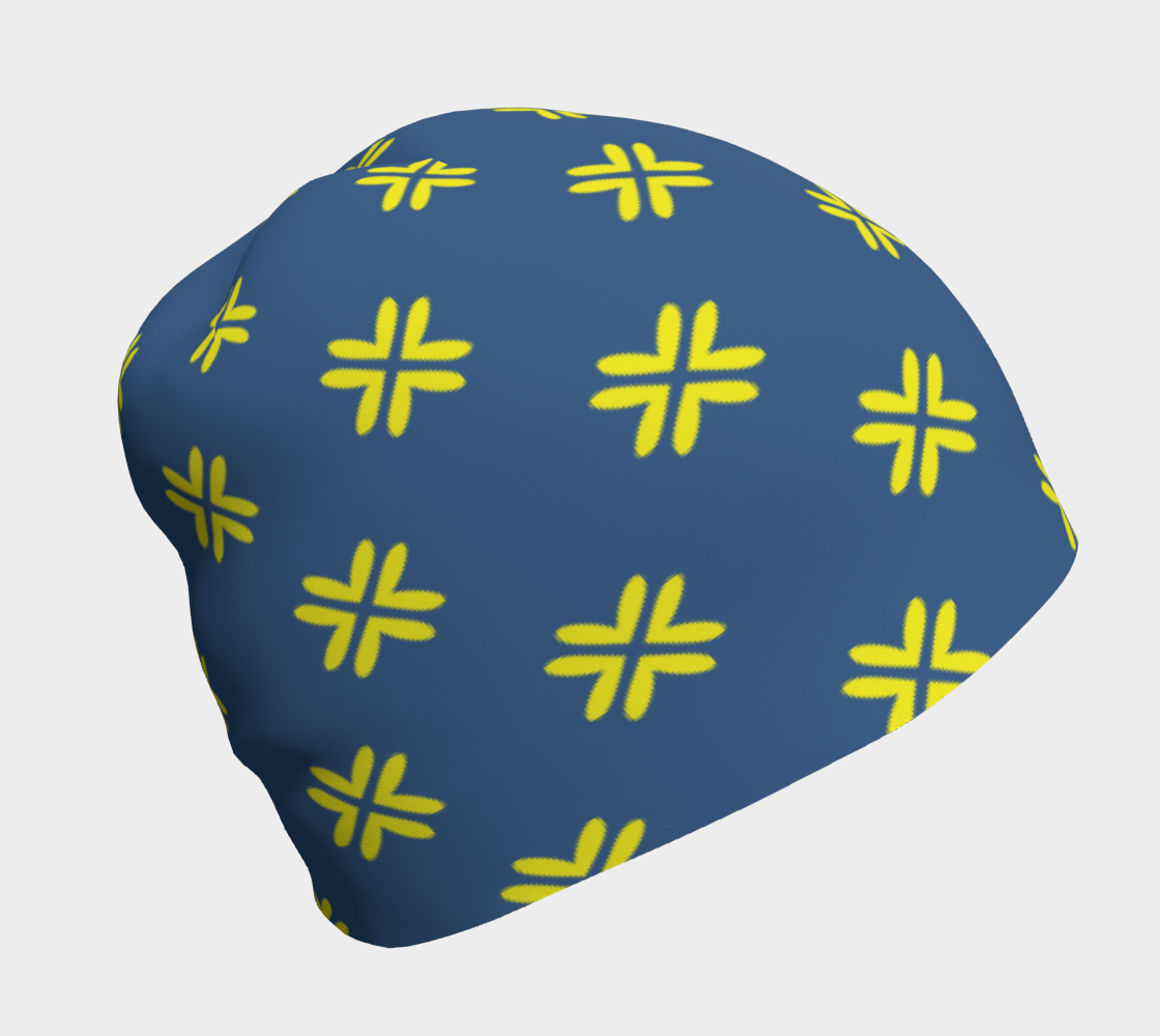 Minimal Elegant Modern Style Cross Pattern Blue Yellow Beany leaf side view