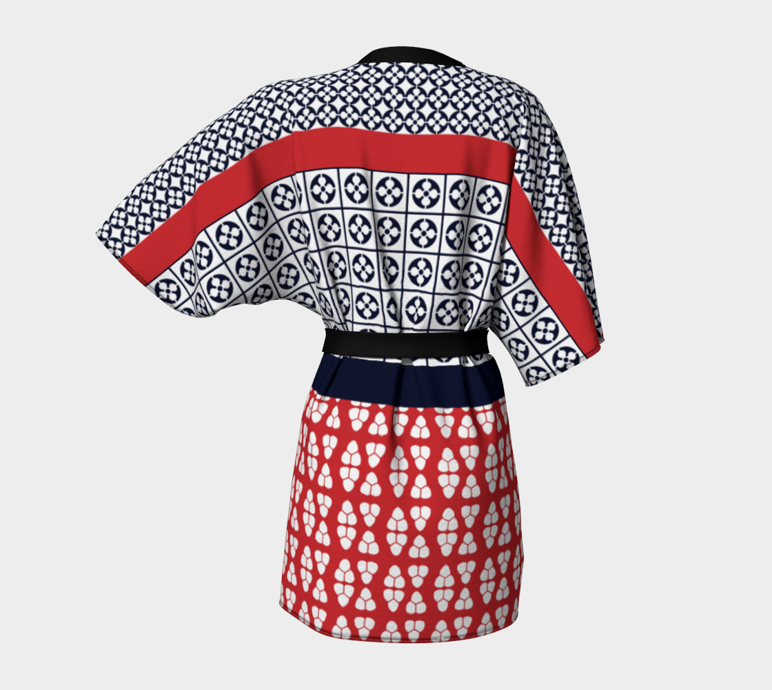 Japanese Style Ethnic Quilt Blue and Red