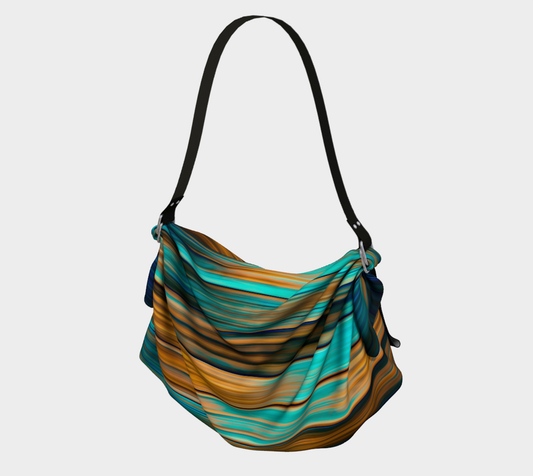 Silky Metal Ribbons Stripes Golden Turquoise Abstract Pattern