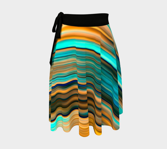 Silky Metal Ribbons Stripes Golden Turquoise Abstract Pattern