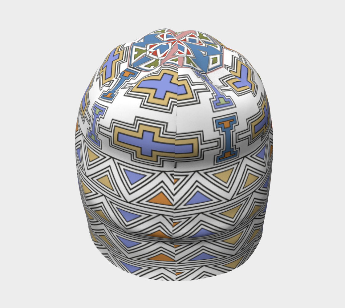 Ndebele Style African Tribal Art Pattern Beany back view