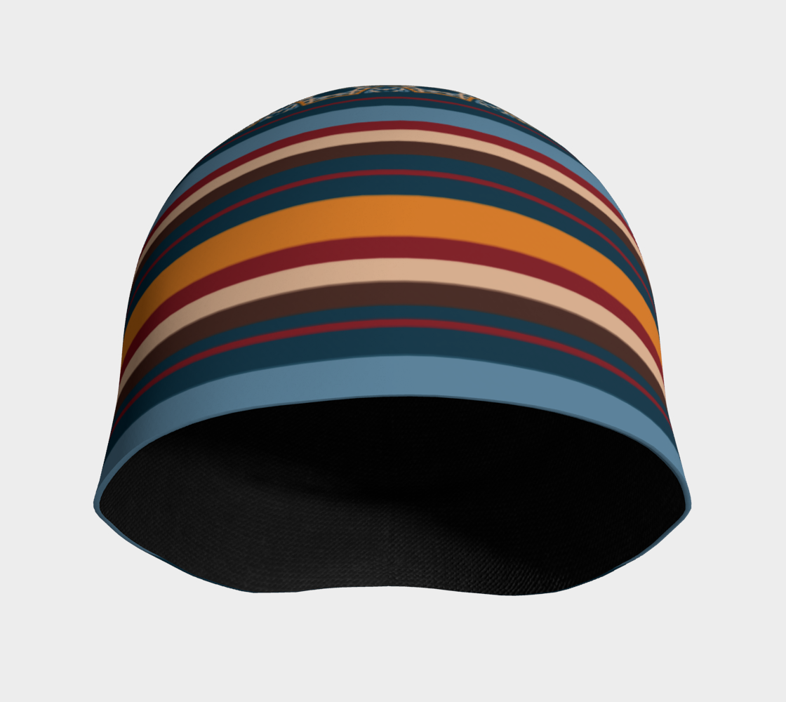 Stripes and Checkers Japanese Geometrical Pattern Beanie front side view