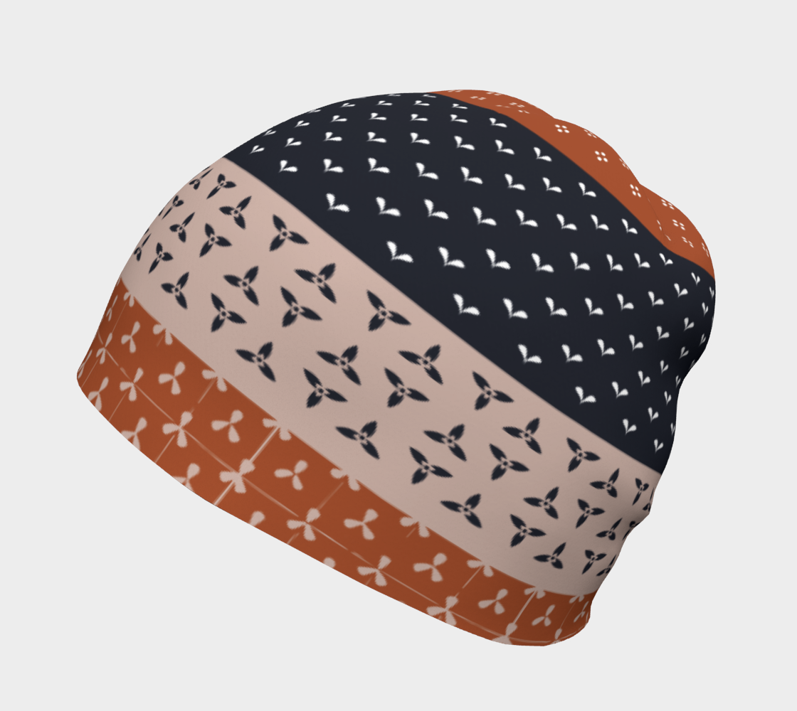 Japanese Patchwork Geometric Motif Stripes Pattern Beanie side