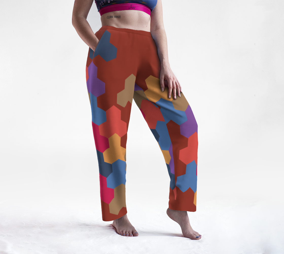 Japanese Style Colorful Mosaic Game Pattern Lounge Pants front