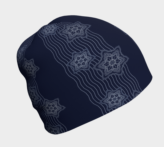 Japanese Filigree Water Flowers Classic Pattern Beanie left side view