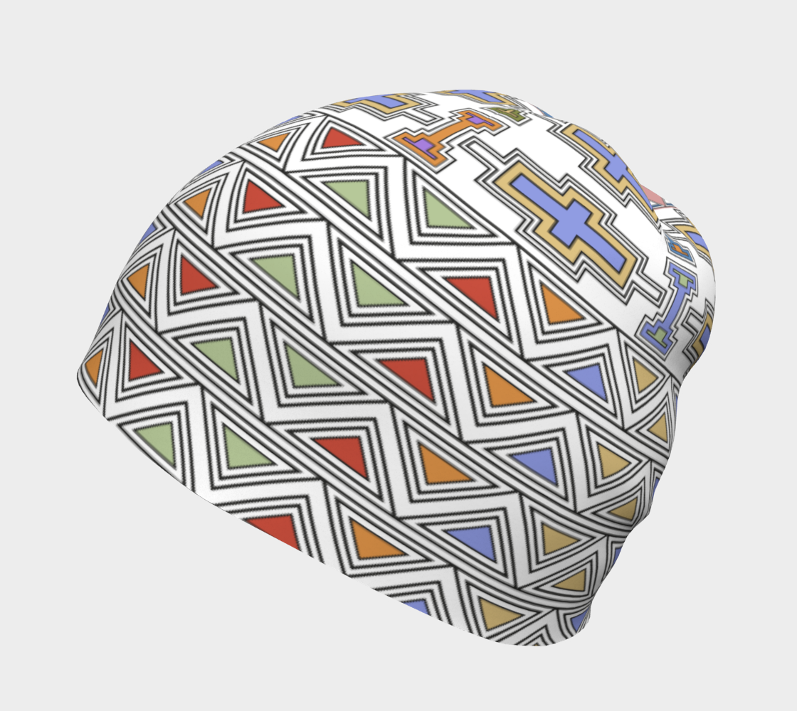 Ndebele Style African Tribal Art Pattern Beany right side view